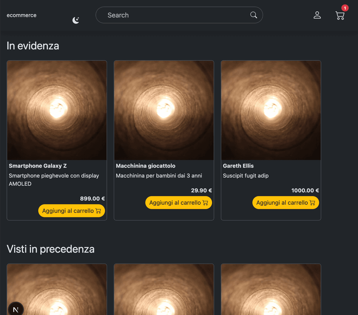 Base Ecommerce in costruzione